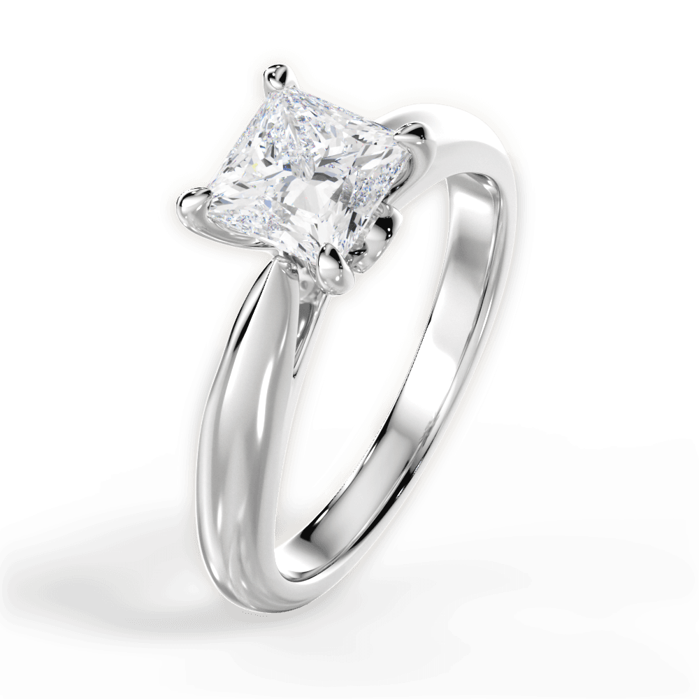 Beverly Princess Cut Lab Grown Diamond 18Kt White Gold Engagement Ring - View 4