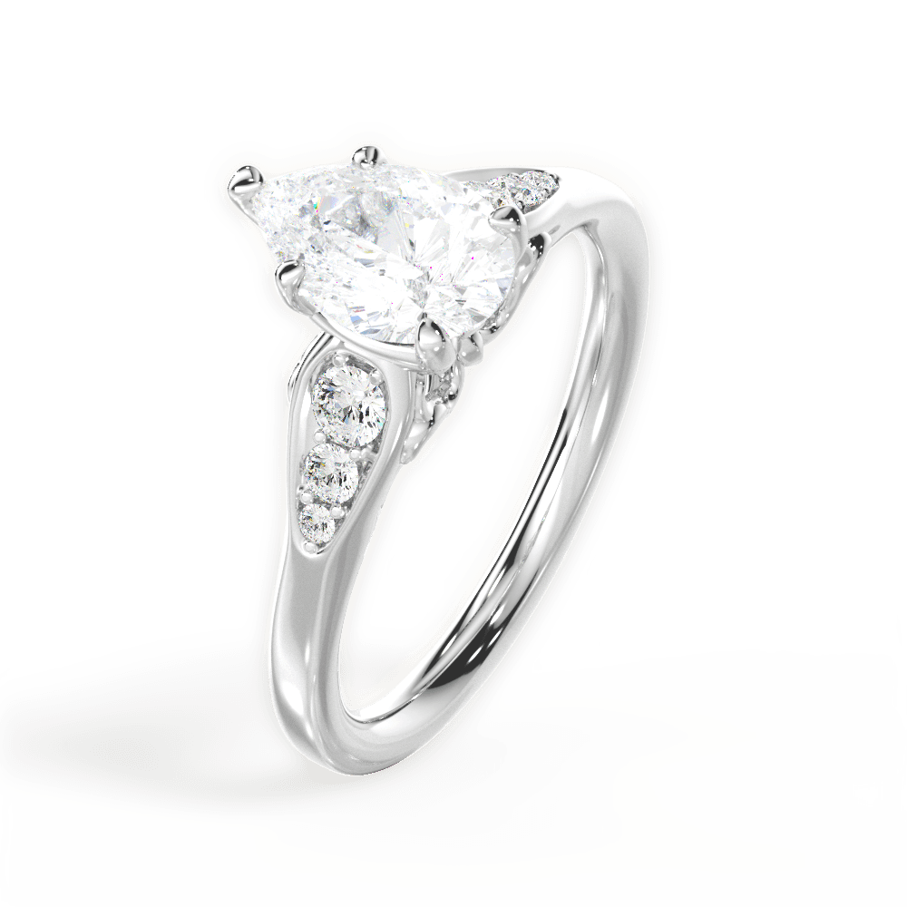 Cecilia Pear Cut Lab Grown Diamond 18Kt White Gold Engagement Ring - View 2