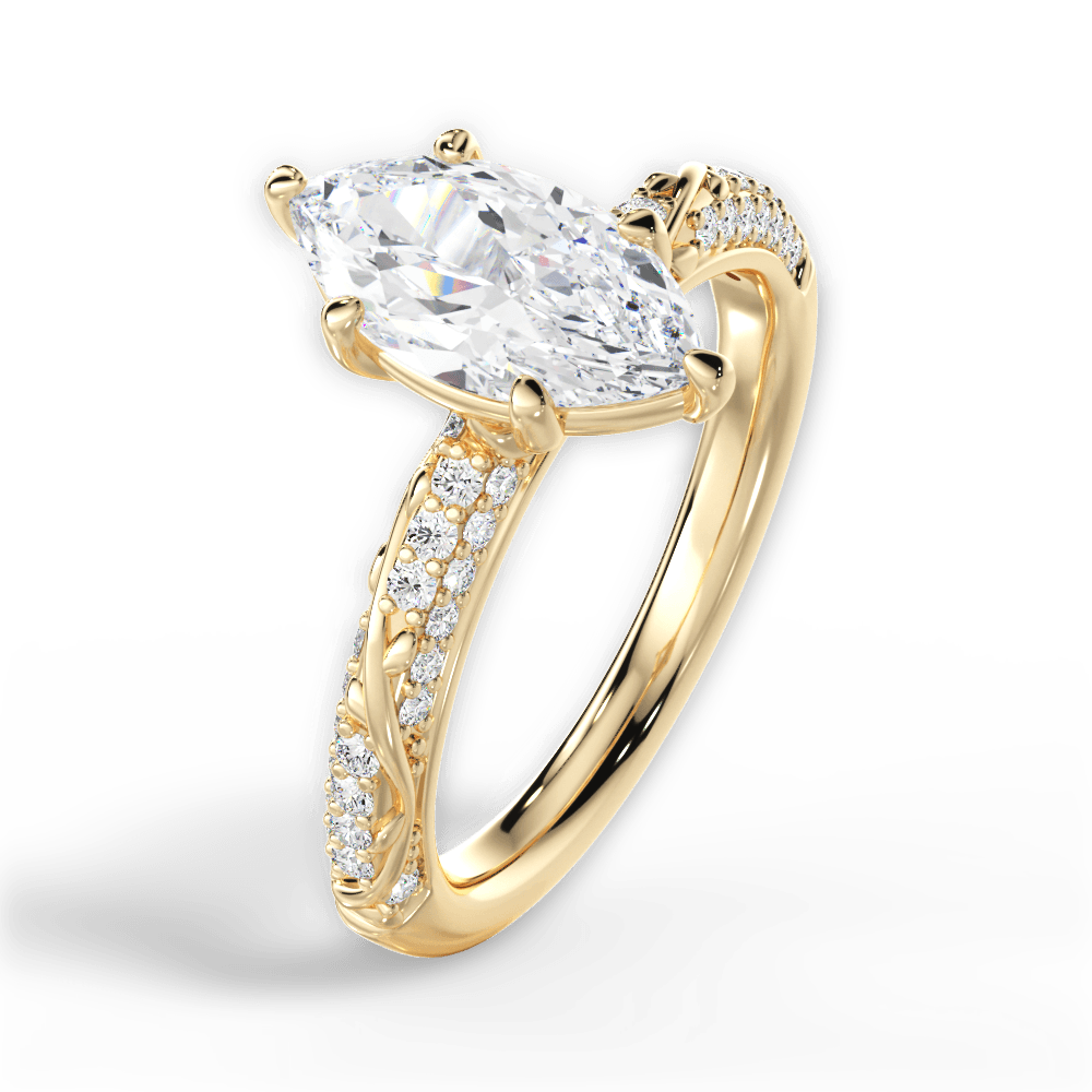 Gloria Marquise Cut Lab Grown Diamond 18Kt Yellow Gold Engagement Ring - View 4