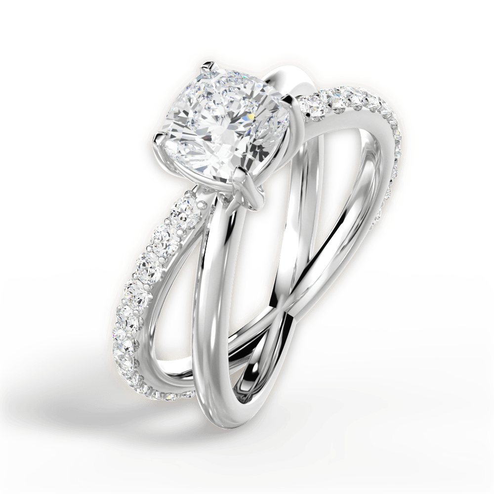 Jennifer Cushion Cut Lab Grown Diamond Platinum Engagement Ring - View 3