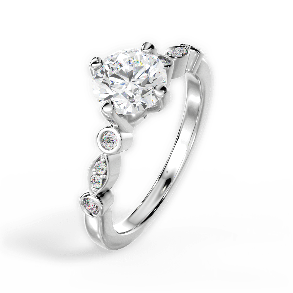 Catherine Round Cut Lab Grown Diamond 14Kt White Gold Engagement Ring - View 3
