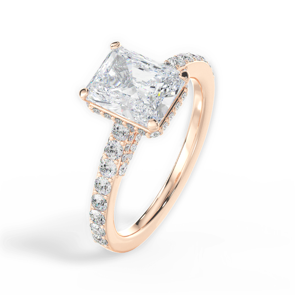 Laura Radiant Cut Lab Grown Diamond 18Kt Rose Gold Engagement Ring - View 3