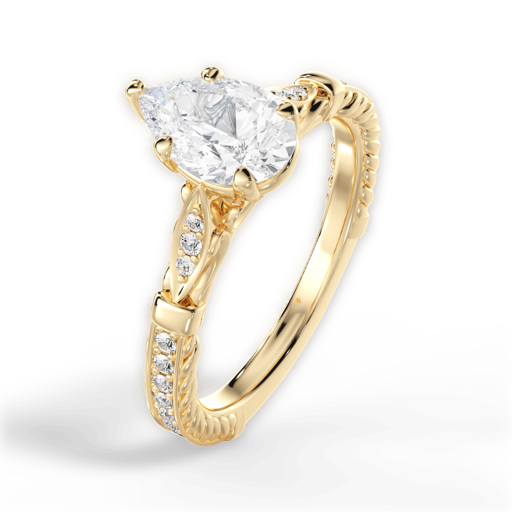 Gabriela Pear Cut Lab Grown Diamond 18Kt Yellow Gold Engagement Ring - View 3