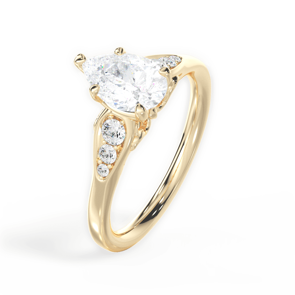 Cecilia Pear Cut Lab Grown Diamond 18Kt Yellow Gold Engagement Ring - View 3