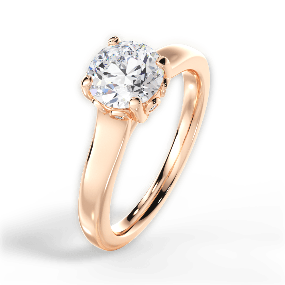 Carol Round Cut Lab Grown Diamond 18Kt Rose Gold Engagement Ring - View 3