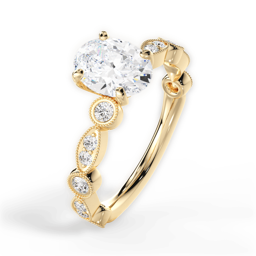 Edith Oval Cut Lab Grown Diamond 18Kt Yellow Gold Engagement Ring - View 4