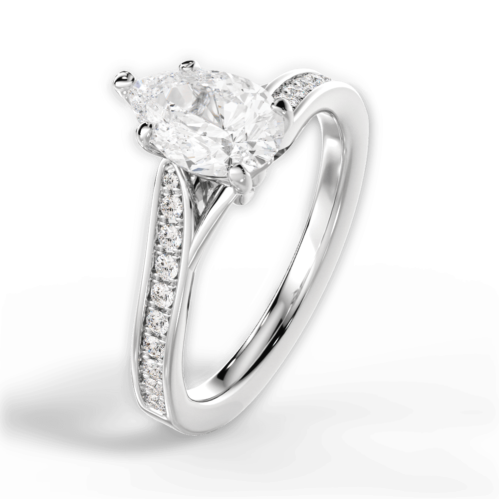Elise Pear Cut Lab Grown Diamond 18Kt White Gold Engagement Ring - View 2
