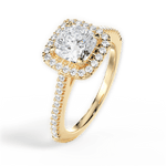 Jeanne Cushion Cut Lab Grown Diamond 18Kt Yellow Gold Engagement Ring - View 4