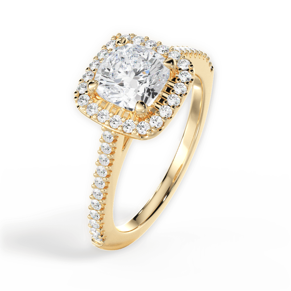 Jeanne Cushion Cut Lab Grown Diamond 18Kt Yellow Gold Engagement Ring - View 4