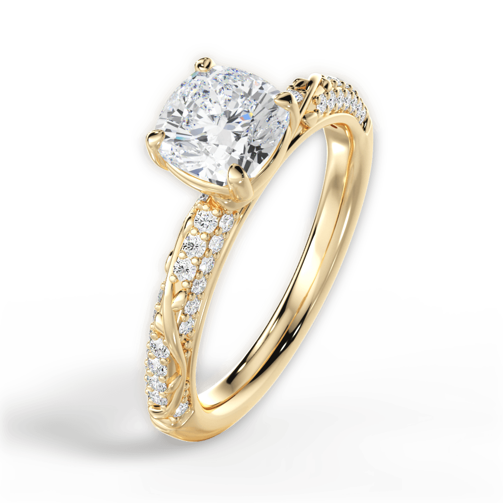 Gloria Cushion Cut Lab Grown Diamond 18Kt Yellow Gold Engagement Ring - View 4