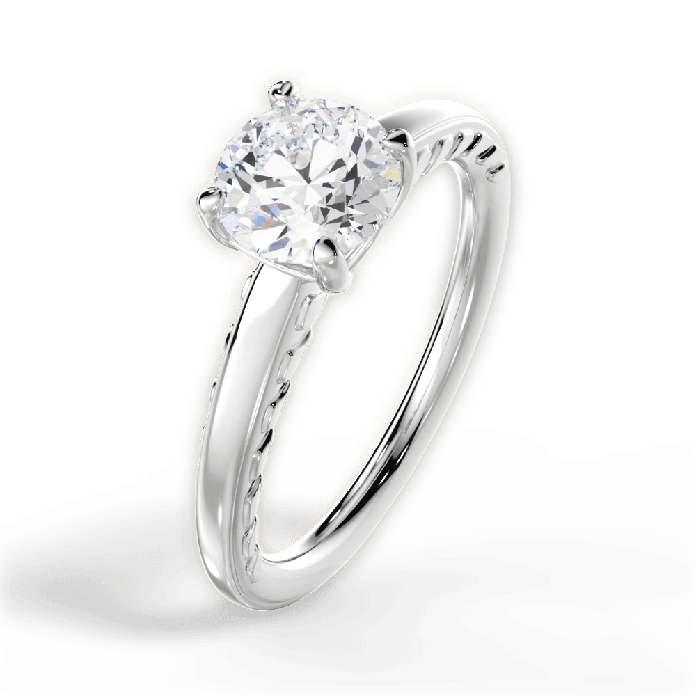 Annette Round Cut Lab Grown Diamond 14Kt White Gold Engagement Ring - View 3