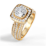 Madison Cushion Cut Lab Grown Diamond 18Kt Yellow Gold Engagement Ring - View 4