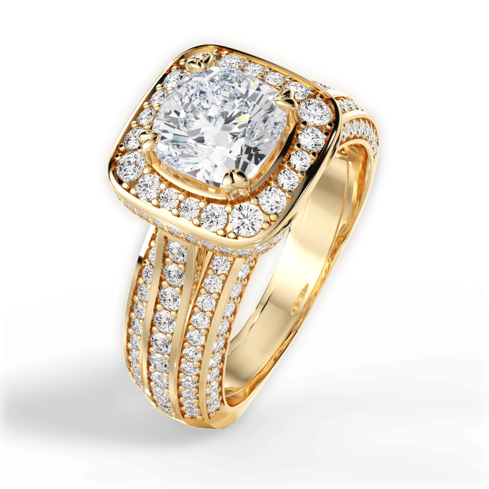 Madison Cushion Cut Lab Grown Diamond 18Kt Yellow Gold Engagement Ring - View 4