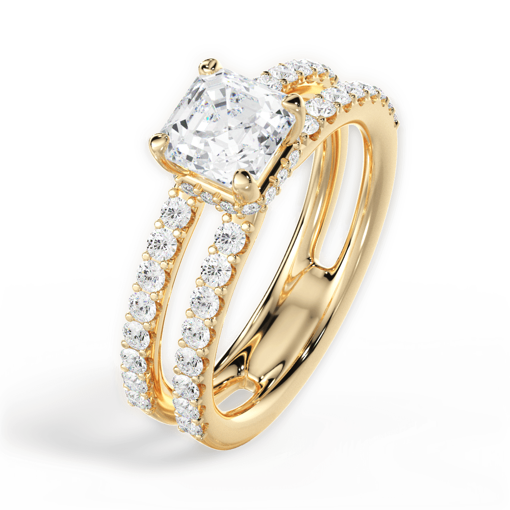 Christie Asscher Cut Lab Grown Diamond 18Kt Yellow Gold Engagement Ring - View 2