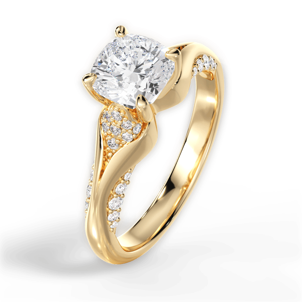 Isabel Cushion Cut Lab Grown Diamond 18Kt Yellow Gold Engagement Ring - View 2