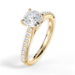 Elizabeth Cushion Cut Lab Grown Diamond 18Kt Yellow Gold Engagement Ring - View 2