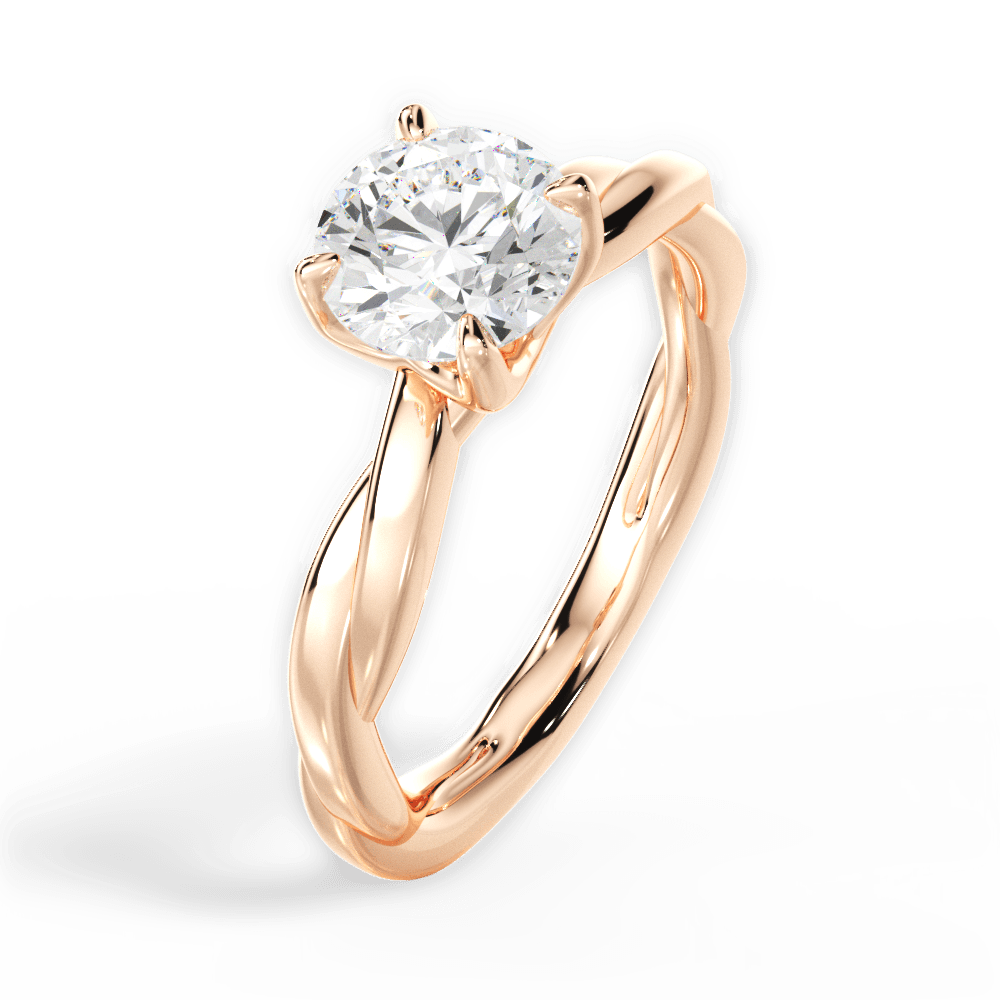 Bianca Round Cut Lab Grown Diamond 18Kt Rose Gold Engagement Ring - View 3