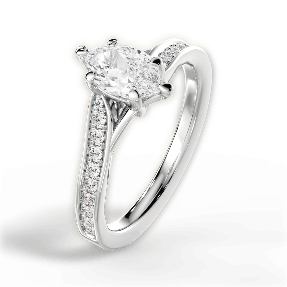 Elise Marquise Cut Lab Grown Diamond Platinum Engagement Ring - View 2