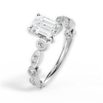 Edith Emerald Cut Lab Grown Diamond 18Kt White Gold Engagement Ring - View 3