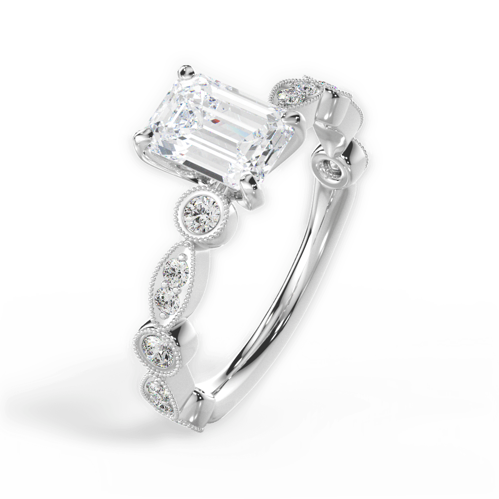Edith Emerald Cut Lab Grown Diamond Platinum Engagement Ring - View 3