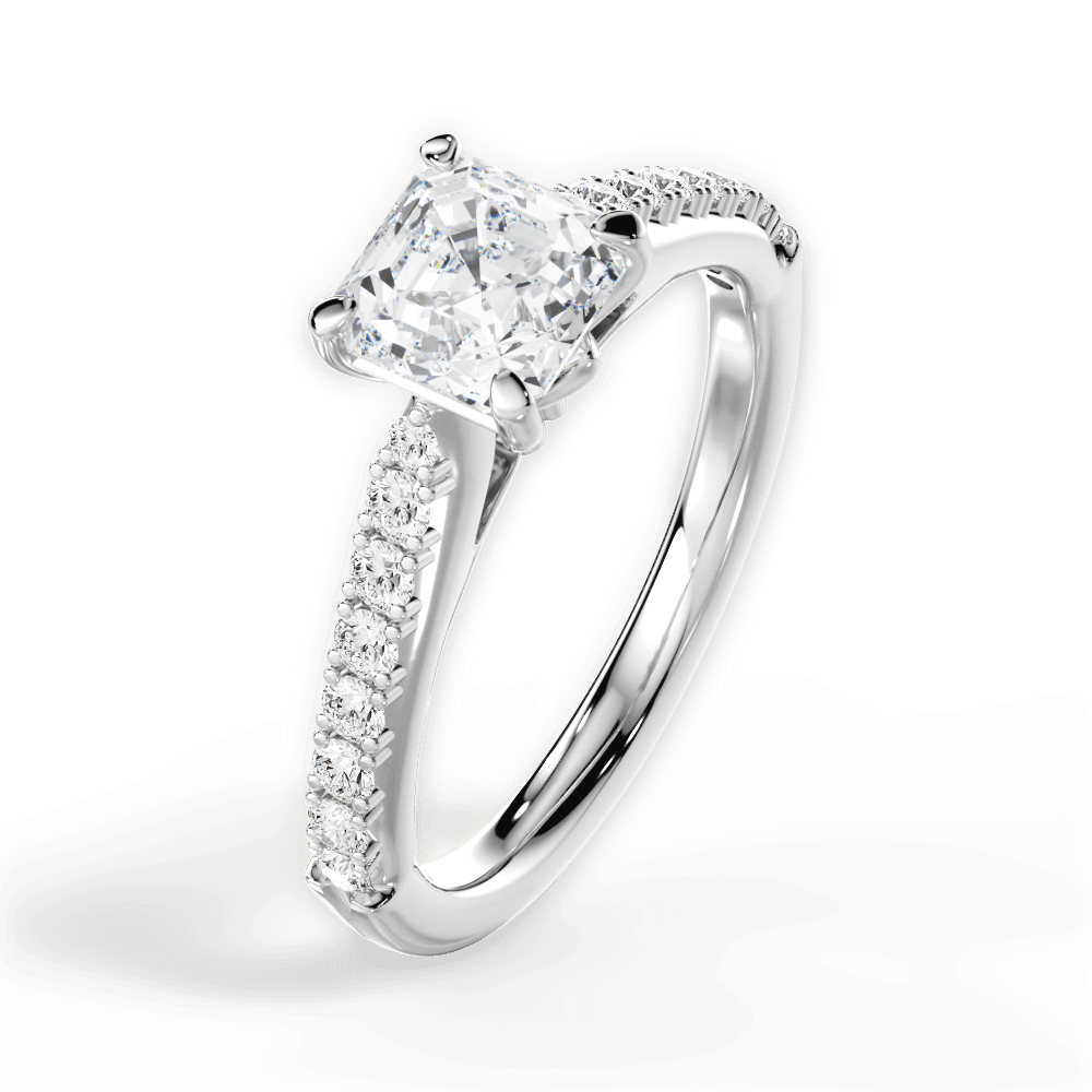 Elizabeth Asscher Cut Lab Grown Diamond 18Kt White Gold Engagement Ring - View 3