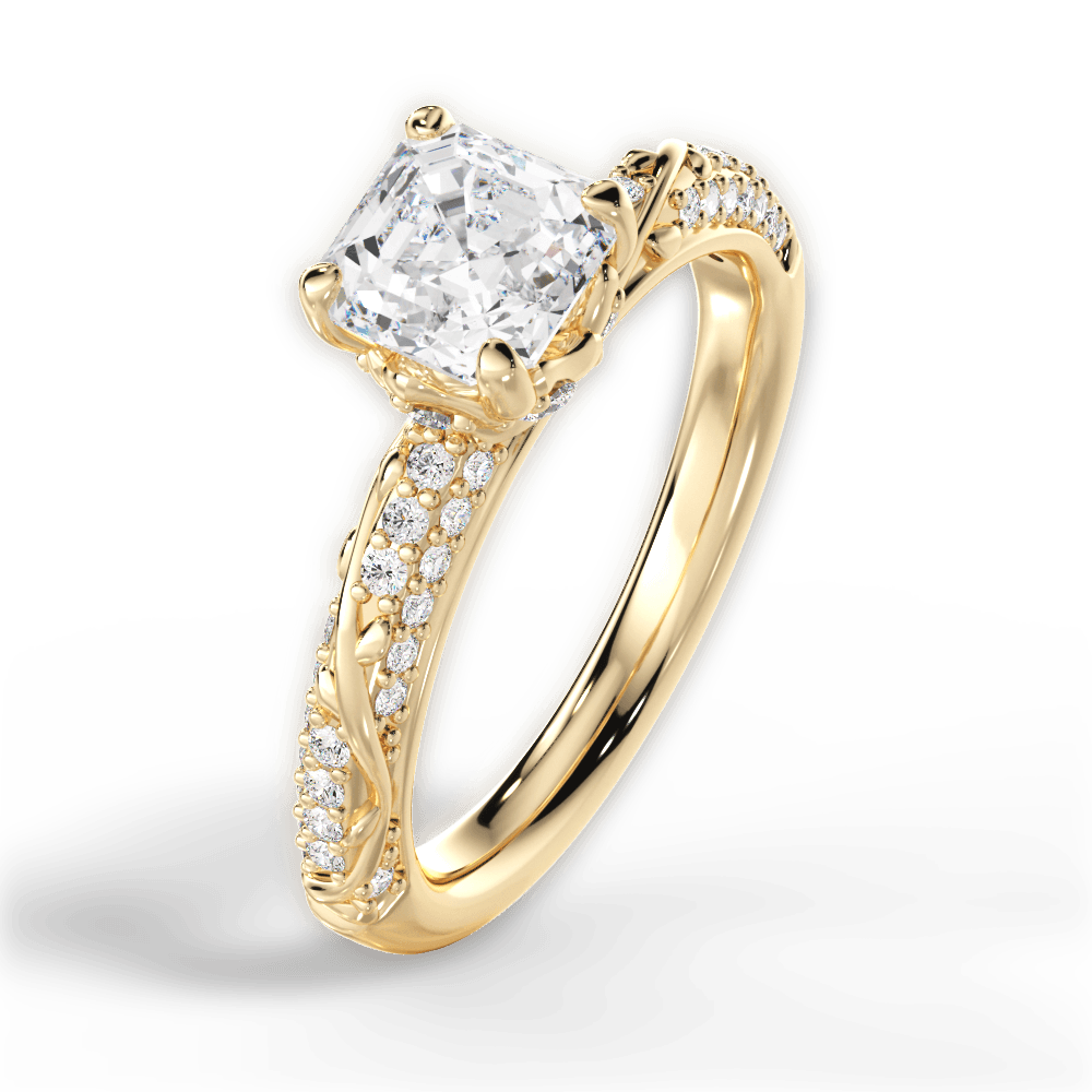 Josephine Asscher Cut Lab Grown Diamond 18Kt Yellow Gold Engagement Ring - View 4
