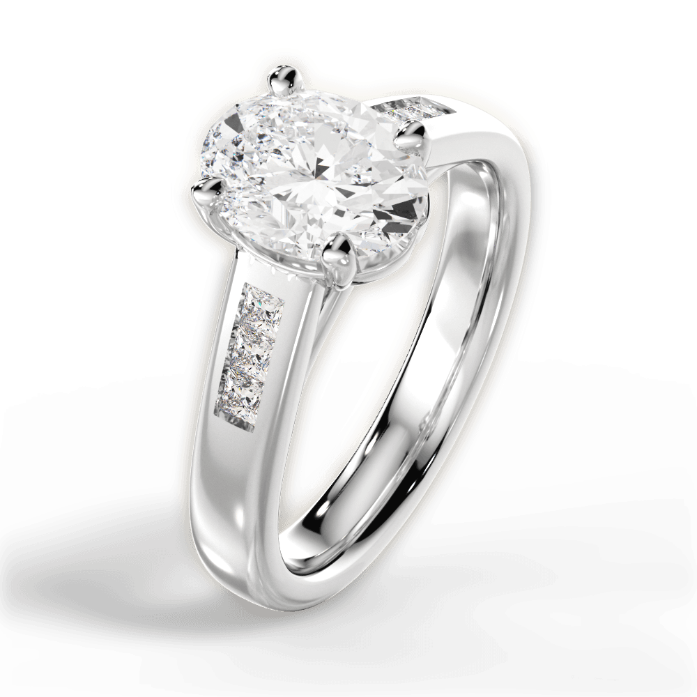 Brittany Oval Cut Lab Grown Diamond 18Kt White Gold Engagement Ring - View 2