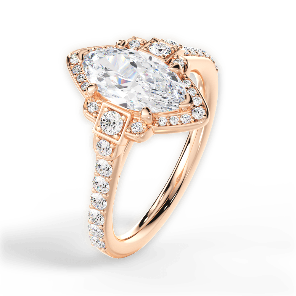 Joyce Marquise Cut Lab Grown Diamond 18Kt Rose Gold Engagement Ring - View 2