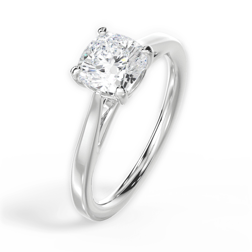 Angie Cushion Cut Lab Grown Diamond Platinum Engagement Ring - View 4