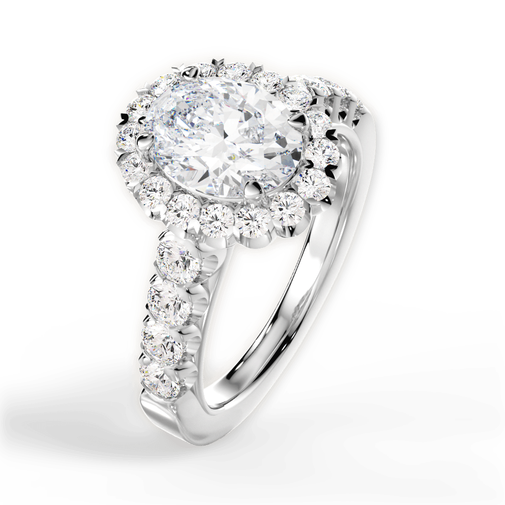 Lacey Oval Cut Lab Grown Diamond 14Kt White Gold Engagement Ring - View 2