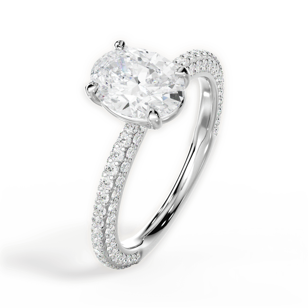 Kristen Oval Cut Lab Grown Diamond 14Kt White Gold Engagement Ring - View 2