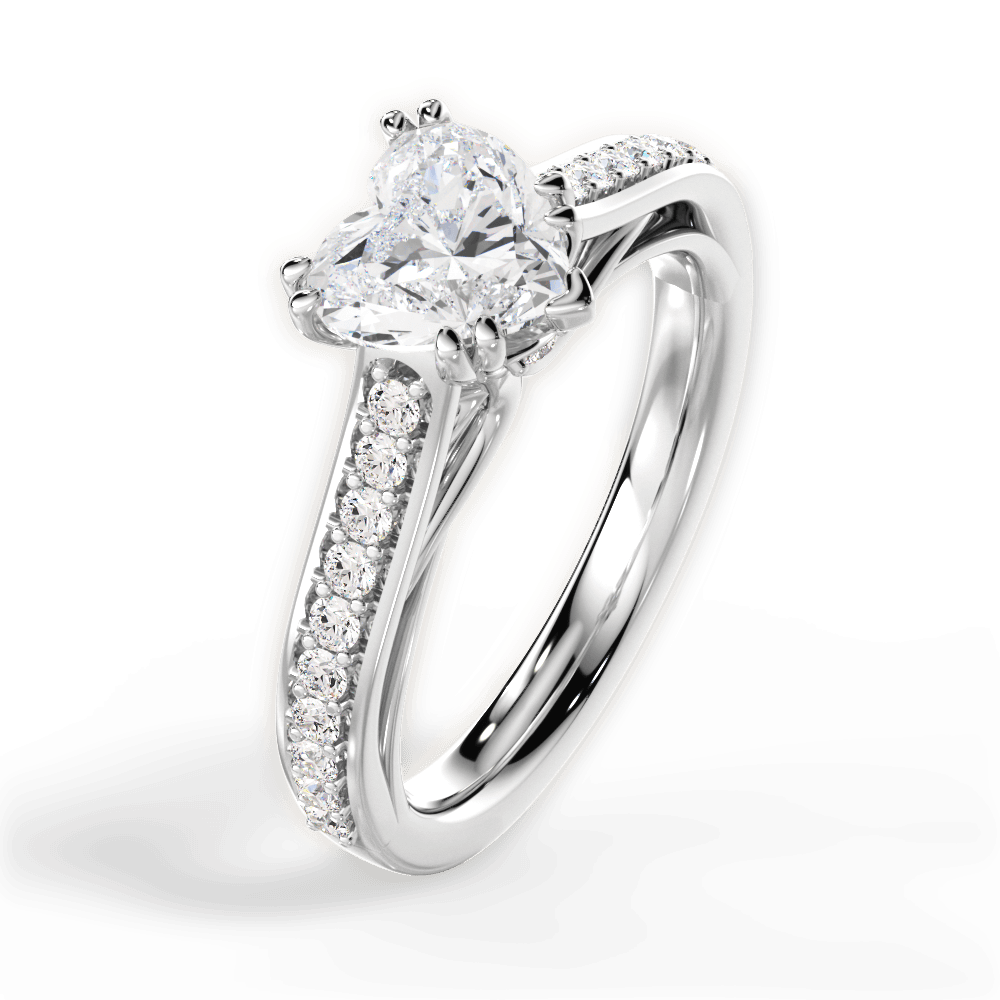 Deborah Heart Cut Lab Grown Diamond 14Kt White Gold Engagement Ring - View 2