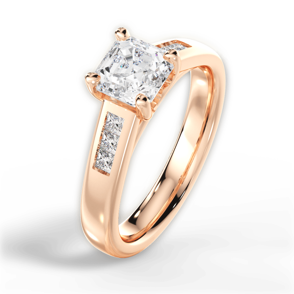 Brittany Asscher Cut Lab Grown Diamond 18Kt Rose Gold Engagement Ring - View 3