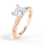 Charlotte Princess Cut Lab Grown Diamond 18Kt Rose Gold Engagement Ring - View 3