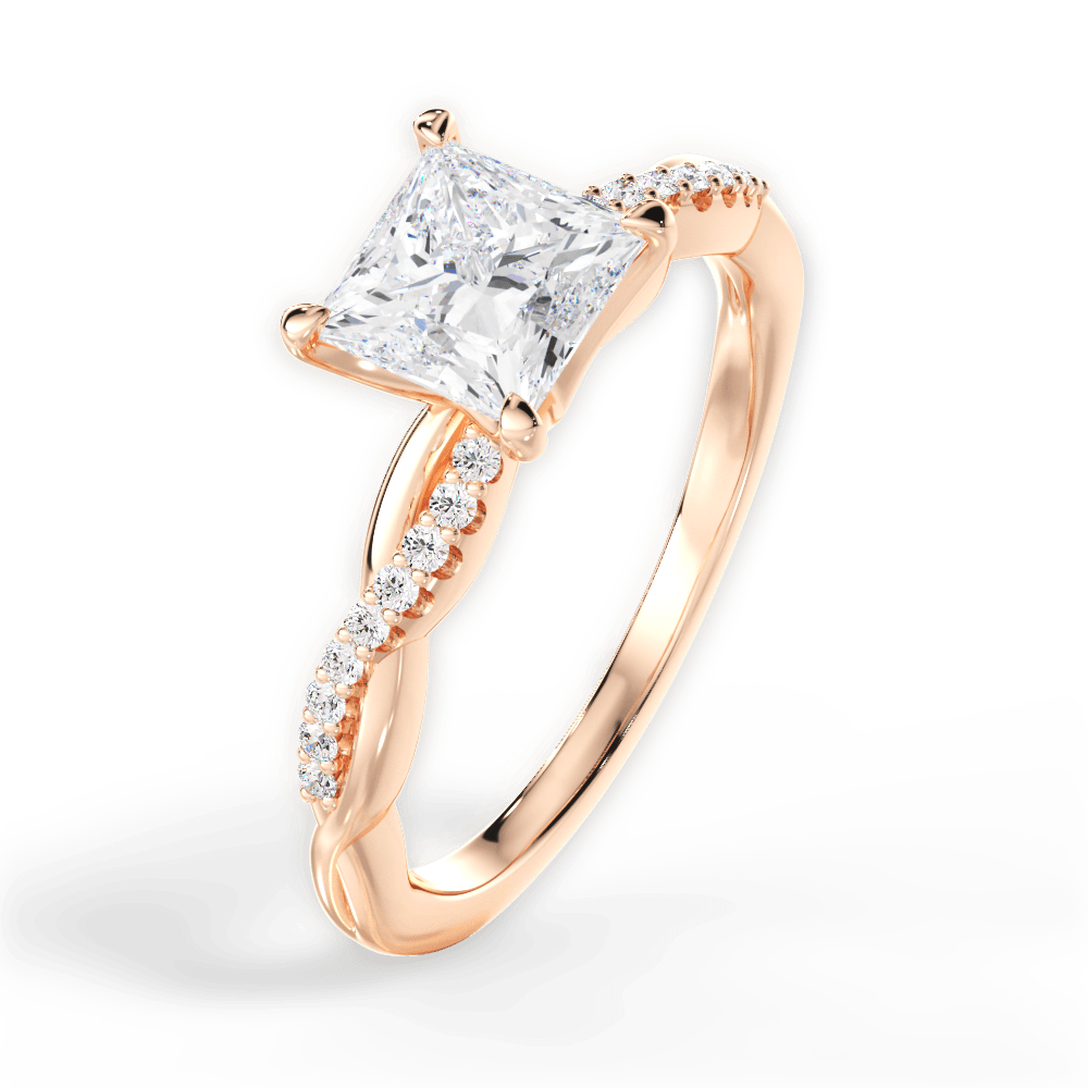 Charlotte Princess Cut Lab Grown Diamond 18Kt Rose Gold Engagement Ring - View 3