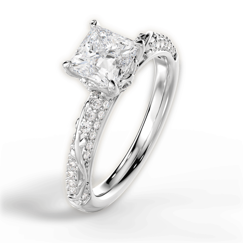 Josephine Princess Cut Lab Grown Diamond 18Kt White Gold Engagement Ring - View 2