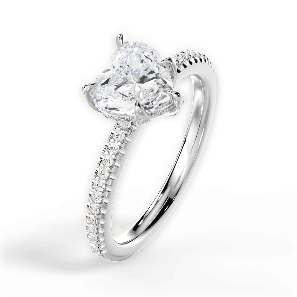 Helen Heart Cut Lab Grown Diamond 18Kt White Gold Engagement Ring - View 2