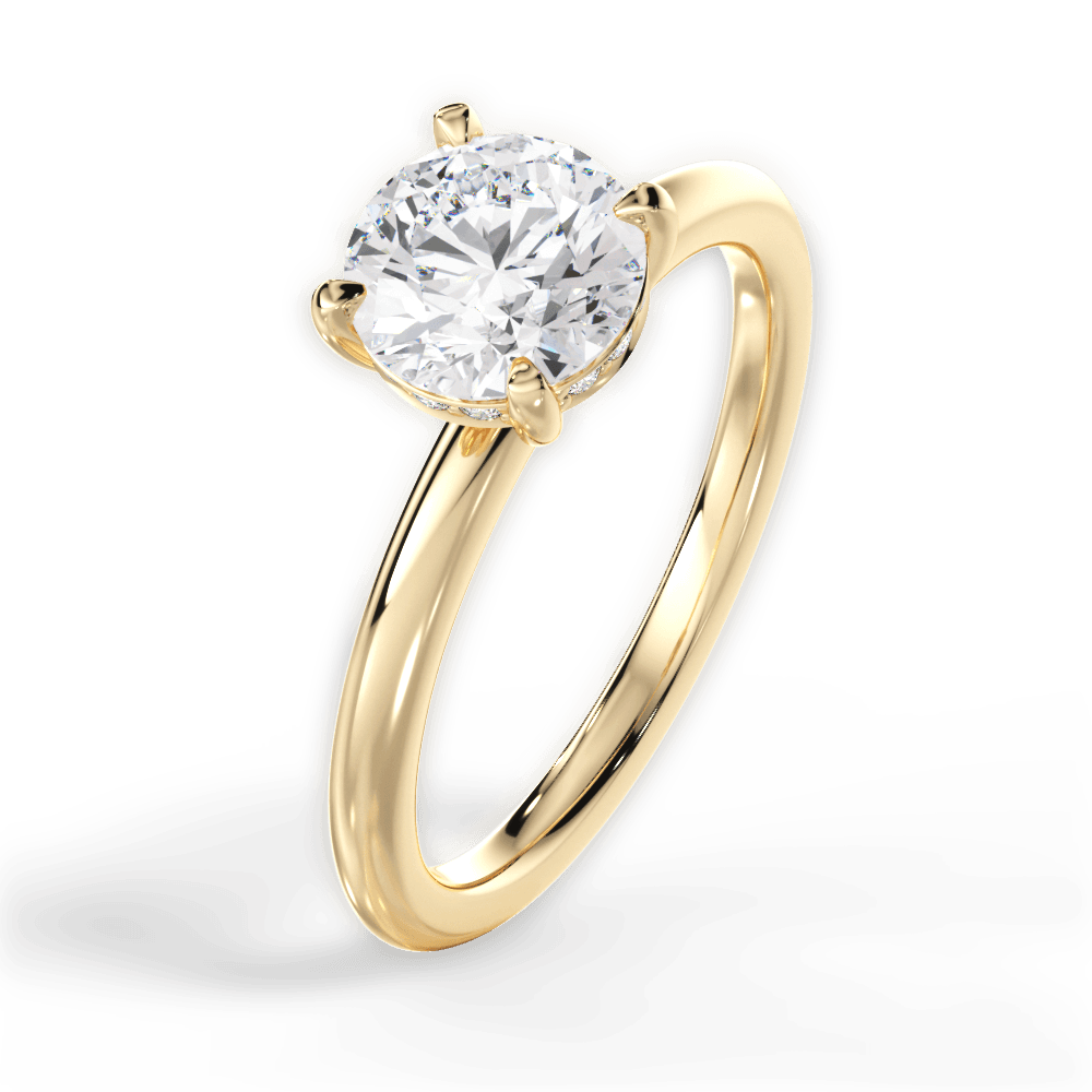 Brenda Round Cut Lab Grown Diamond 18Kt Yellow Gold Engagement Ring - View 4