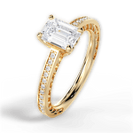 Donna Emerald Cut Lab Grown Diamond 18Kt Yellow Gold Engagement Ring - View 4