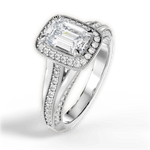 Lillian Emerald Cut Lab Grown Diamond 18Kt White Gold Engagement Ring - View 3