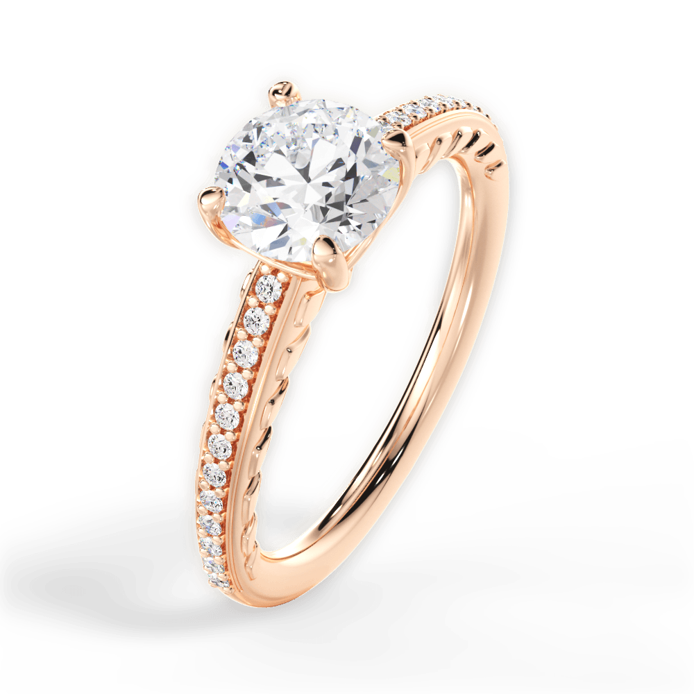 Caroline Round Cut Lab Grown Diamond 18Kt Rose Gold Engagement Ring - View 4