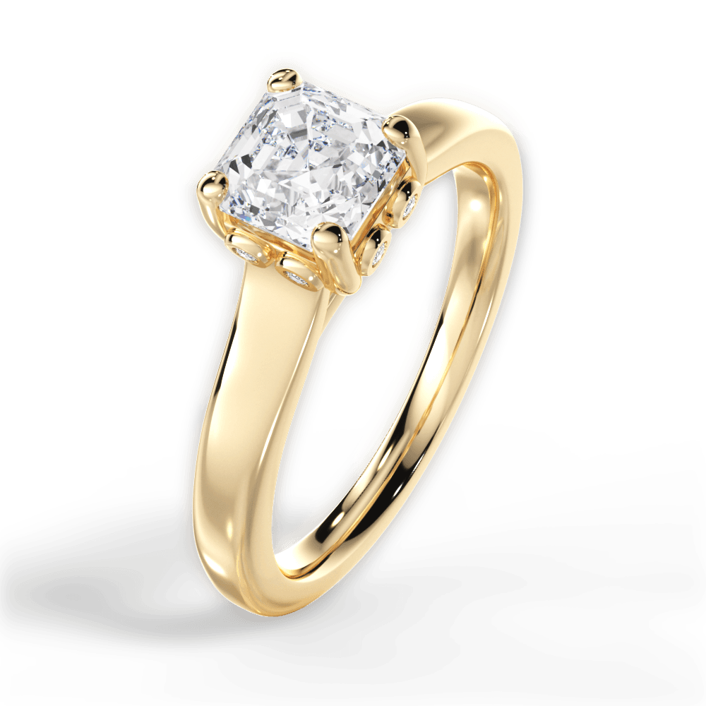 Carol Asscher Cut Lab Grown Diamond 18Kt Yellow Gold Engagement Ring - View 4