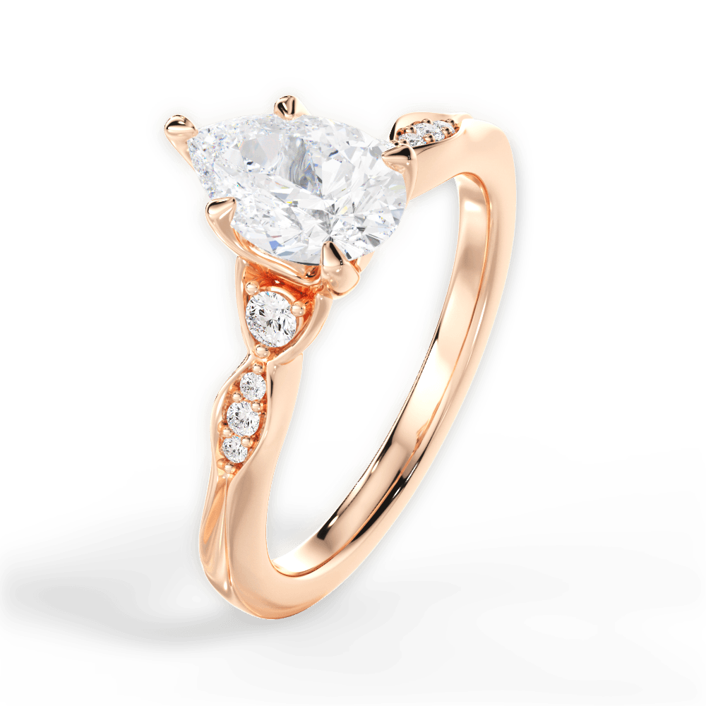 Cassie Pear Cut Lab Grown Diamond 18Kt Rose Gold Engagement Ring - View 2