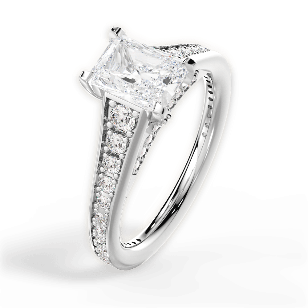 Leslie Radiant Cut Lab Grown Diamond 14Kt White Gold Engagement Ring - View 2