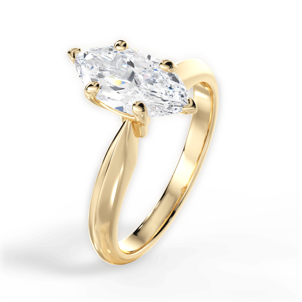 Beth Marquise Cut Lab Grown Diamond 18Kt Yellow Gold Engagement Ring - View 2