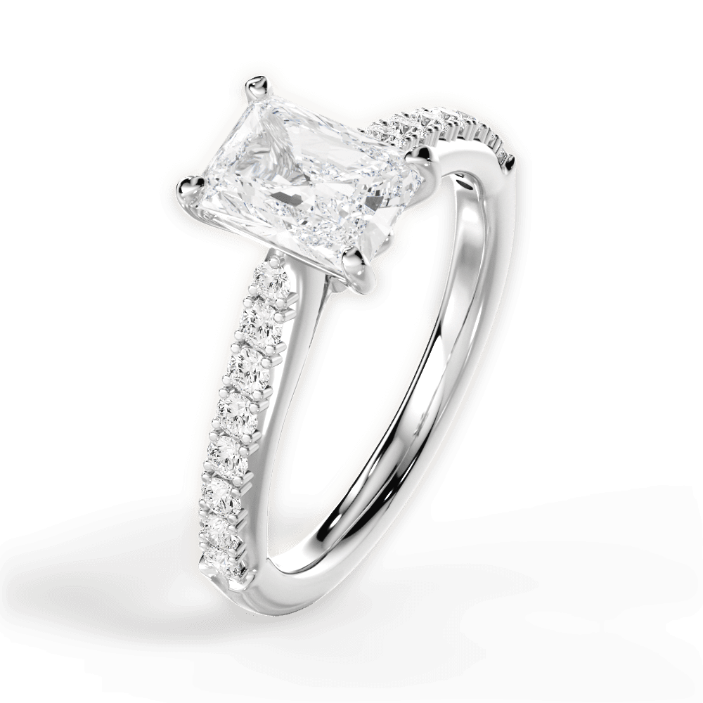 Elizabeth Radiant Cut Lab Grown Diamond 18Kt White Gold Engagement Ring - View 3