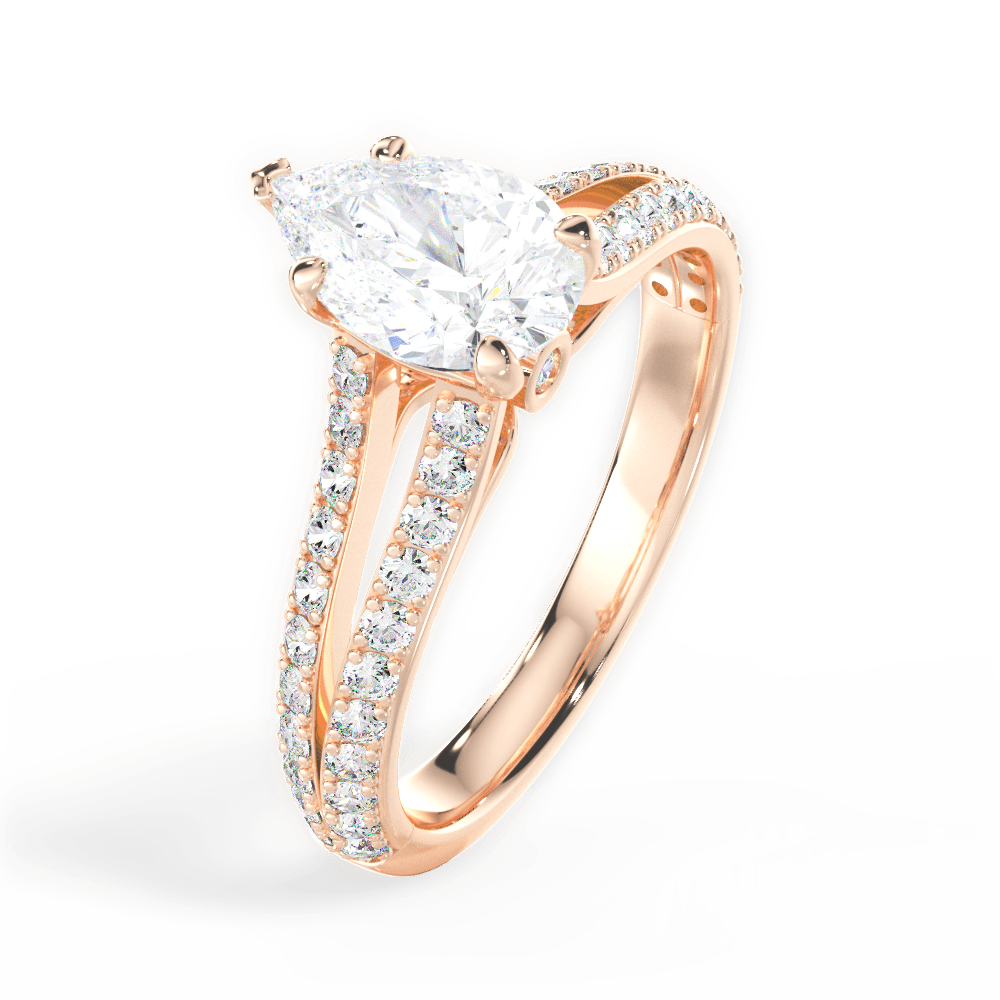 Kendra Pear Cut Lab Grown Diamond 18Kt Rose Gold Engagement Ring - View 3