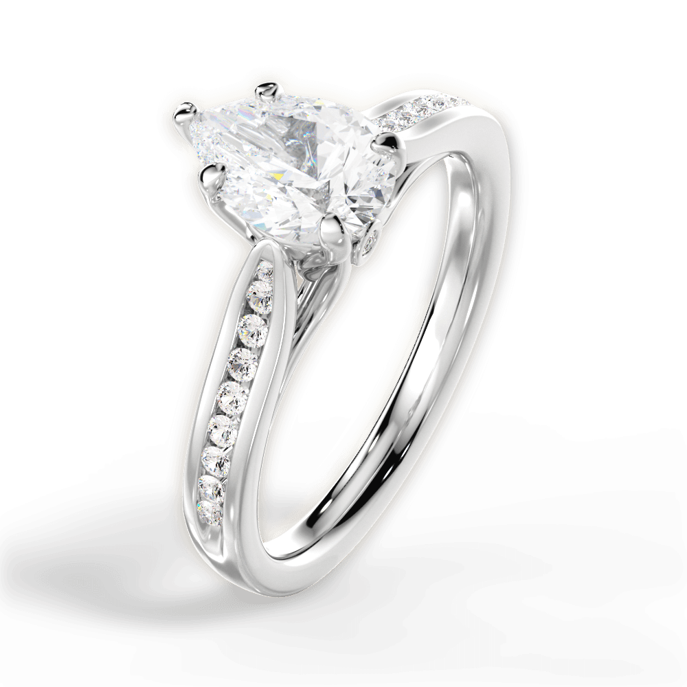 Elena Pear Cut Lab Grown Diamond 18Kt White Gold Engagement Ring - View 4