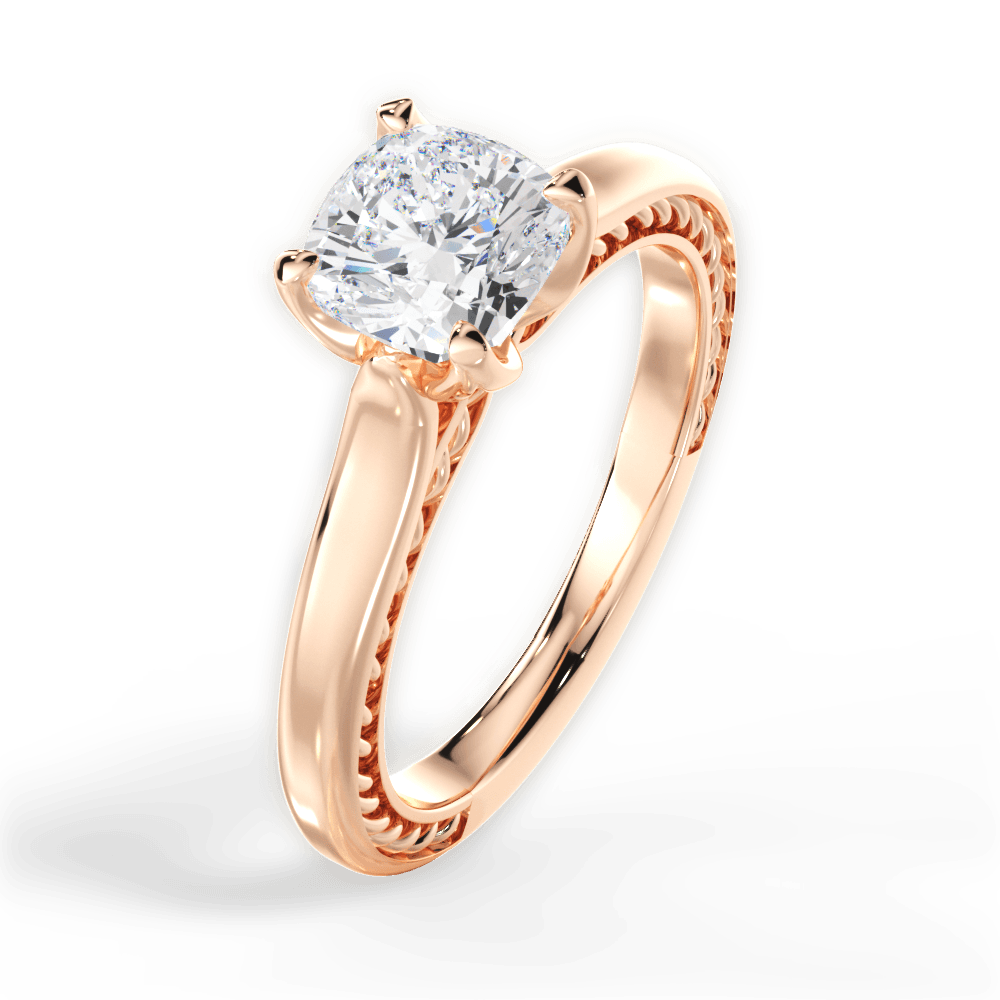 Carrie Cushion Cut Lab Grown Diamond 18Kt Rose Gold Engagement Ring - View 2