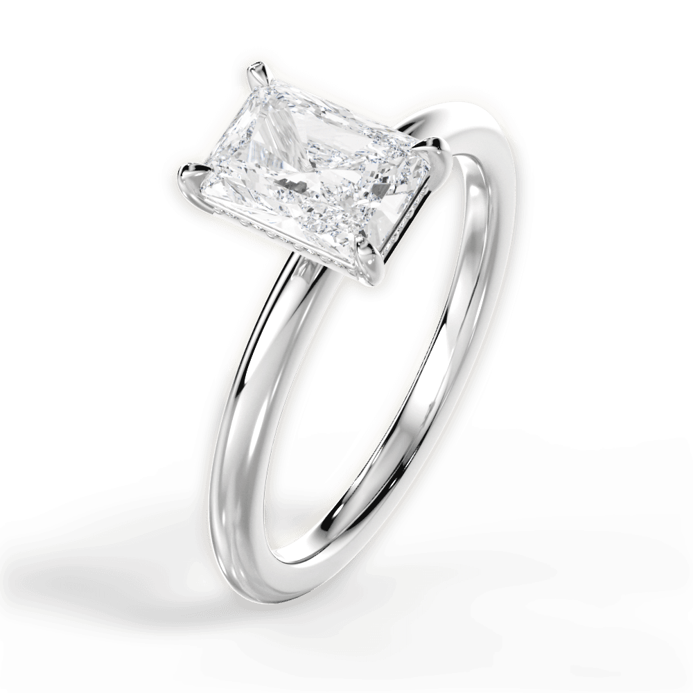 Brenda Radiant Cut Lab Grown Diamond 18Kt White Gold Engagement Ring - View 3